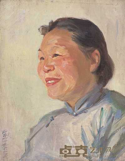 秦宣夫 1961年作 生产能手 45×35.5cm
